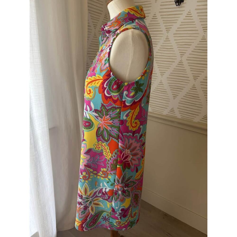 Pappagallo Women’s Small Azure Pink Half Zip Sleeveless Tank Dress - Picture 3 of 6